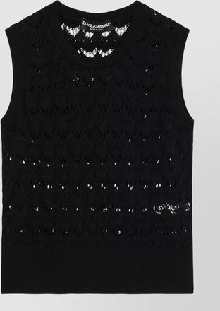 Dolce & Gabbana knit top round neck lace trim