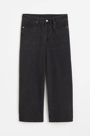 H&M Baggy Wide Low Ankle Jeans - Schwarz
