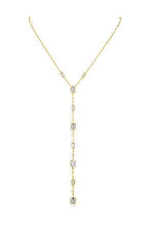 Kenneth Jay Lane Emerald Cut Cubic Zirconia Station Y-Necklace in Gold Plated at Nordstrom