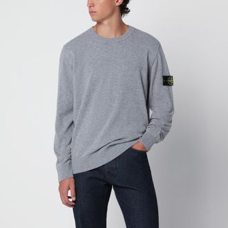 Stone Island Maglione girocollo grigio m&eacute;lange in lana