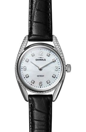 Shinola Derby Diamond & Mother-of-Pearl Bracelet Watch, 30mm in Off-White Mop W/Diamond at Nordstrom
