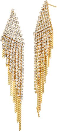 Savvy Cie Jewels GOLD PLATED WHITE CZ CHANDELIER EARRINGS
