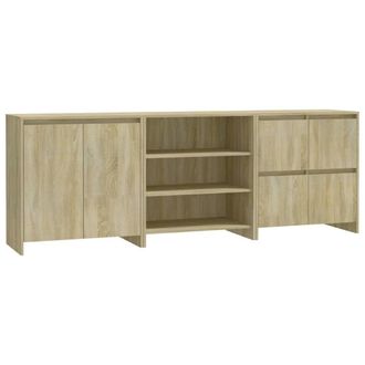 Berkfield Home 3 Piece Sideboard Sonoma Oak Engineered Wood in Beige