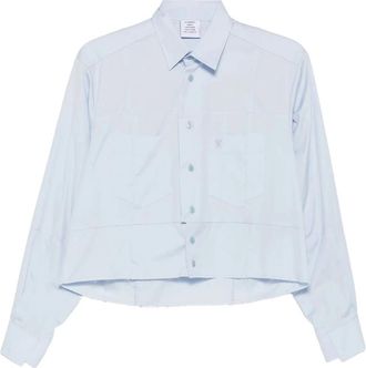 VETEMENTS Overhemden, Dames, Blauw, S, Cut-up Shirt
