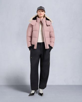 Moose Knuckles Womens Cloud Shearling Trim Bomber Jacket
