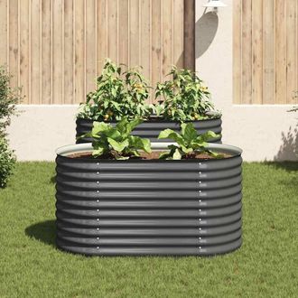 Berkfield Home Garden Raised Bed 160x80x81 cm Galvanised Steel Grey | Size: 160 x 80 x 81 cm