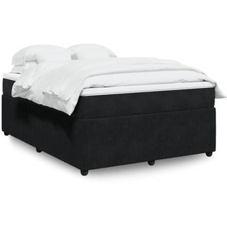 vidaXL Cama Box Spring Con Colch&oacute;n Terciopelo Negro 140x190 Cm Vidaxl