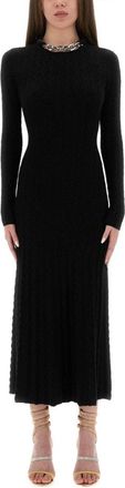 Paco Rabanne Textured Knit Long Wool Dress
