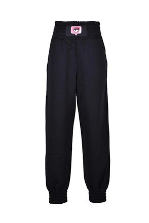 Chiara Ferragni Black Cotton Polyester Trackpants