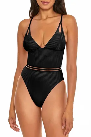 La Blanca Queensland High Leg One-Piece Swimsuit In Black