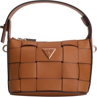 Guess Bruine Bucket Bag met Geweven Patch - Dames - Handtassen - Bruin - ONE Size - Leer - Tassen