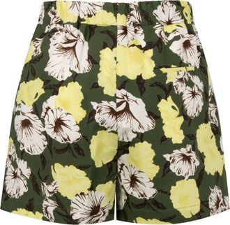 Msgm Womens Floral Cotton Shorts Green
