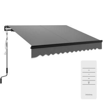 OUTSUNNY 2.5 X 2m Electric Awning With LED Light And Remote Controller - Dark Grey | TJ Hughes