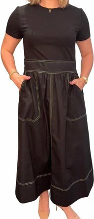 Elliott Lauren Short Sleeve Maxi Dress In Black