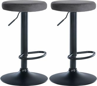 Clp Clp - Set De 2 Taburetes De Bar Ponte En Terciopelo Gris Oscuro Metal Negro Mate