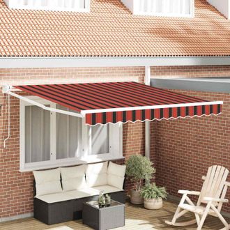 vidaXL Vidaxl - Toldo Rayado Naranja Y Marr&oacute;n 3,5 X 2,5 M Poliester Y Metal
