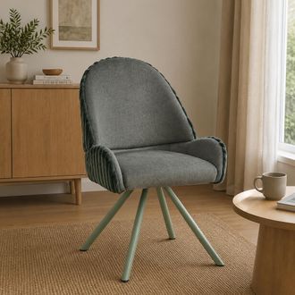Dmora Silla Kinna, 2 Unidades, Tapizado, Estructura De Tela, Verde