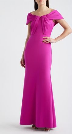 Eliza J Pleated Off the Shoulder Mermaid Gown in Orchid at Nordstrom, Size 16