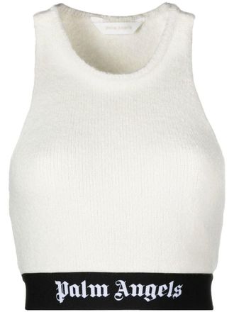 Palm Angels logo-underband cropped top - White