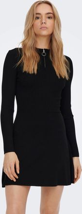 Only Strickkleid ONLY ONLDEE HAZEL L/S ZIP DRESS CC KNT, Damen, Gr. S (36), N-Gr, schwarz, Rippstrick, Obermaterial: 80% Viskose, 20% Nylon, unifarben, tai