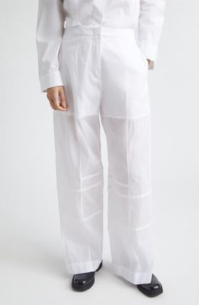 Jil Sander Multicut Cotton Pants in Optic White at Nordstrom, Size 4 Us