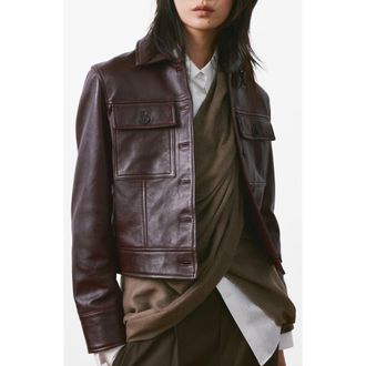 Mango Chaqueta Saint Leather Jacket in Burgundy at Nordstrom, Size Xx-Small