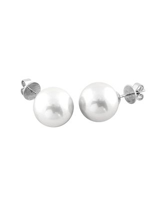 Splendid Pearls Rhodium Plated 13-14Mm Pearl Studs
