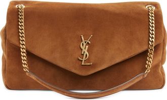 Saint Laurent Large Calypso Suede Shoulder Bag in Caramel Cognac at Nordstrom