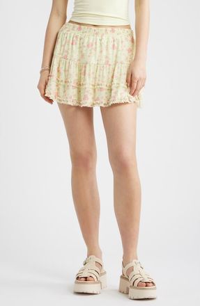 BP. Ditsy Floral Mesh Miniskort in Yellow- Pink Shannon Floral at Nordstrom, Size Xx-Small