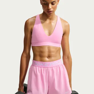 Nike Womens Indy Strappy Light-Support Sports Bra in Pink | IV4912-621