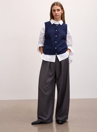 Icone Womens Belted front-panel ultra-wide-leg pant