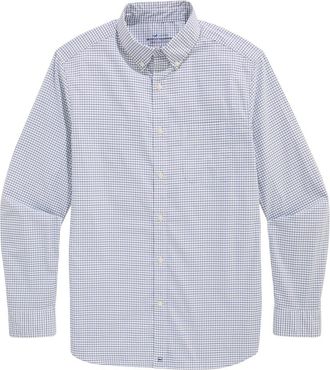 Vineyard Vines Wauwinet Performance Cotton Blend Button-Down Shirt in Balsam at Nordstrom, Size Xx-Large