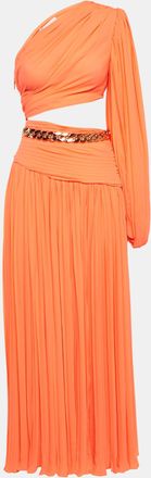 Bronx and Banco Orange Crepe Pleated One Shoulder Jafari Gown