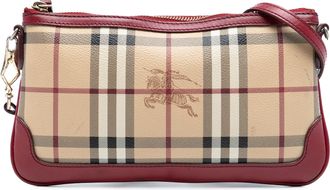 Burberry Pre-owned Womens Haymarket Check Coated Canvas Peyton Crossbody - Ivory Textile - One Size