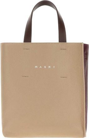 Marni Taupe/Burgundy Museo Mini Tote