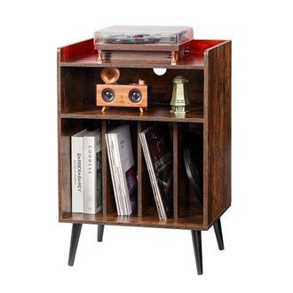 OEM Soporte Para Tocadiscos 520 X 400 X 750 Mm De 3 Niveles Con Luz Led, Estaci&oacute;n De Carga Y Puertos Usb, Capacidad Hasta 150 &Aacute;lbumes, Gabinete De Discos 
