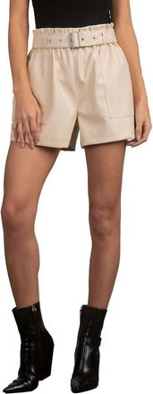 Elan Leather Shorts In Beige