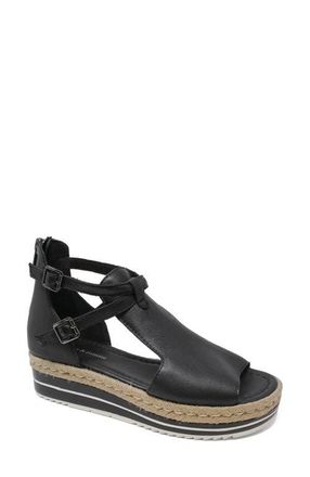Django & Juliette Alexys Flatform Sandal in Black Leather at Nordstrom, Size 40