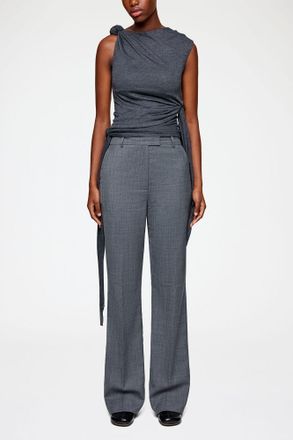 Ganni Mixed Trousers in Grey Wool Melange