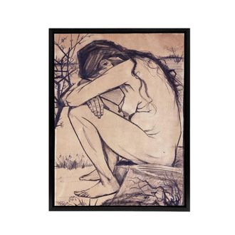Artery8 Van Gogh Drawing Sorrow Framed Canvas Wall Art Print | Size: W24 x H32