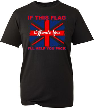 Generic If This Flag Offends You Ill Help You Pack UTK Patriot T-Shirt - Unite The Kingdom 13 September March Style Graphic Apparel England Tops (Black, L)