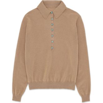 Fortela Amelia Cashmere Polo in Beige at Nordstrom, Size Medium Eu