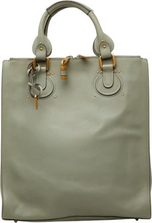 Chlo&eacute; Green Leather Handbag Tote Bag (Pre-Owned)
