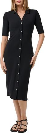 Travis Mathew Cloud Rib Midi Shirtdress in Black at Nordstrom, Size X-Small
