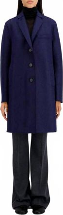 Harris Wharf London Pressed Wool Top Coat In Blue