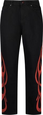 Vision Of Super Zwarte/Rode Jeans met Tribal Print - Heren - Regular Fit Jeans - Zwart - W36 - Katoen - Jeans