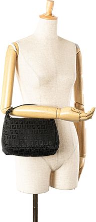 Fendi Pre-owned Womens Baguette Shoulder Bag Logo Pattern - Black Textile - One Size