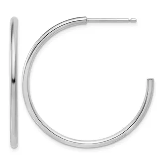 Diamond2Deal Platinum Polished 2x37mm Post C-Hoop Earrings
