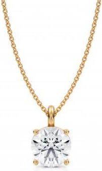 Allurez Round Lab Diamond 4-Prong Necklace 14K Yellow Gold (2.00ct)