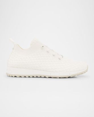 Jimmy Choo London Veles Cotton Knit Pearly Stud Sneakers